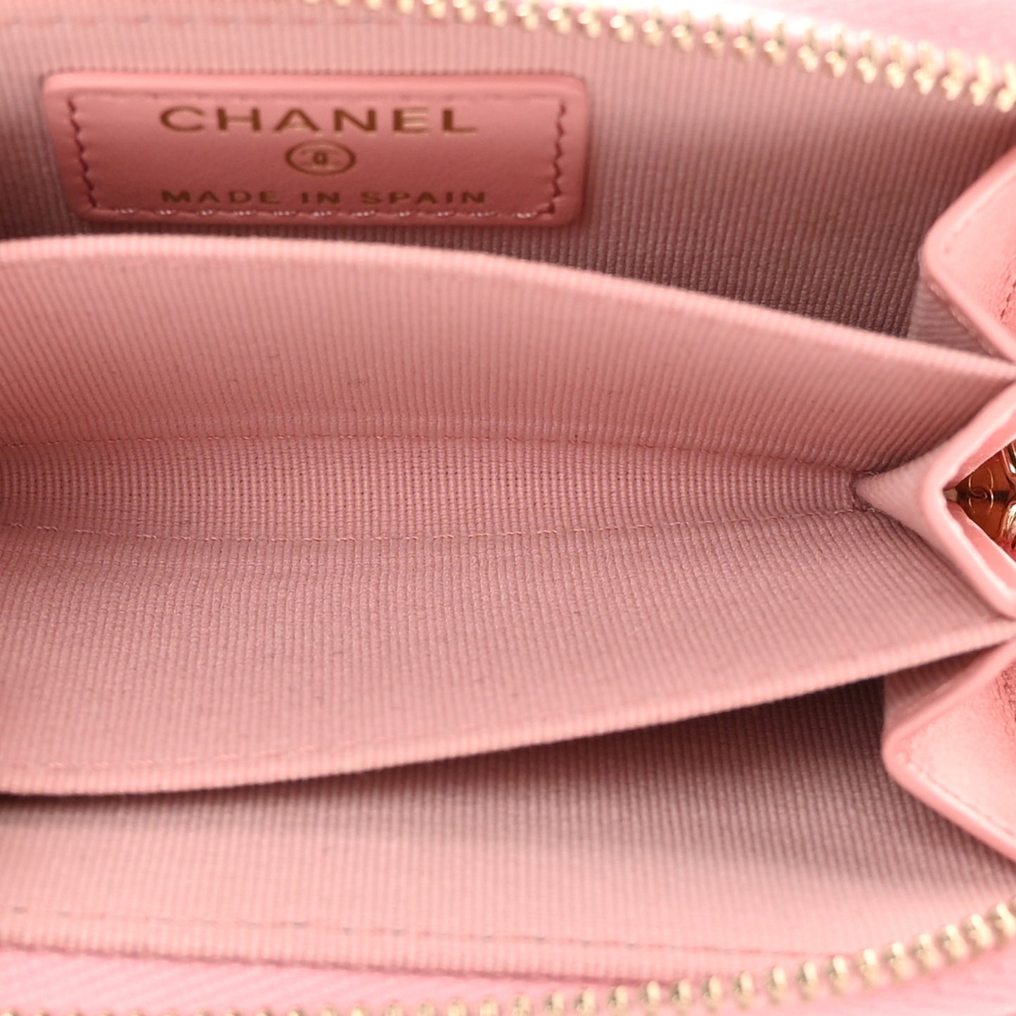 Lambskin Quilted Chanel 19 Zip Around Coin Purse Wallet Light Pink