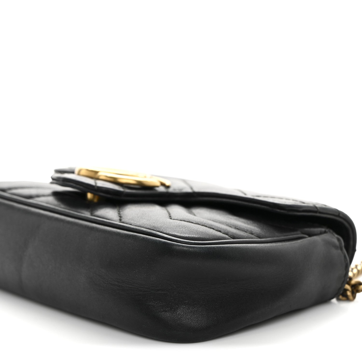 Gucci Calfskin Matelasse Super Mini GG Marmont Shoulder Bag Black 10 of 13