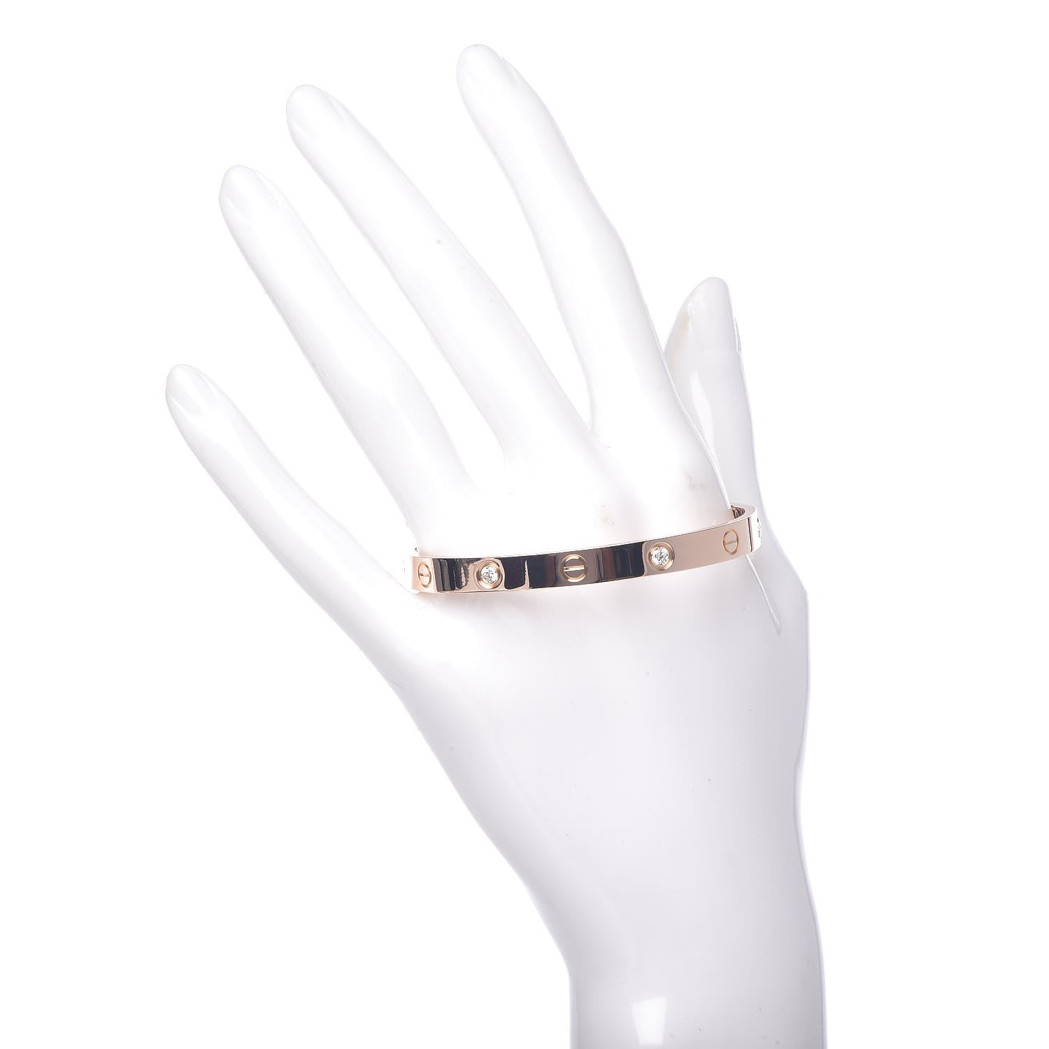 Cartier 18K Pink Gold 4 Diamond LOVE Bracelet 17 2 of 6