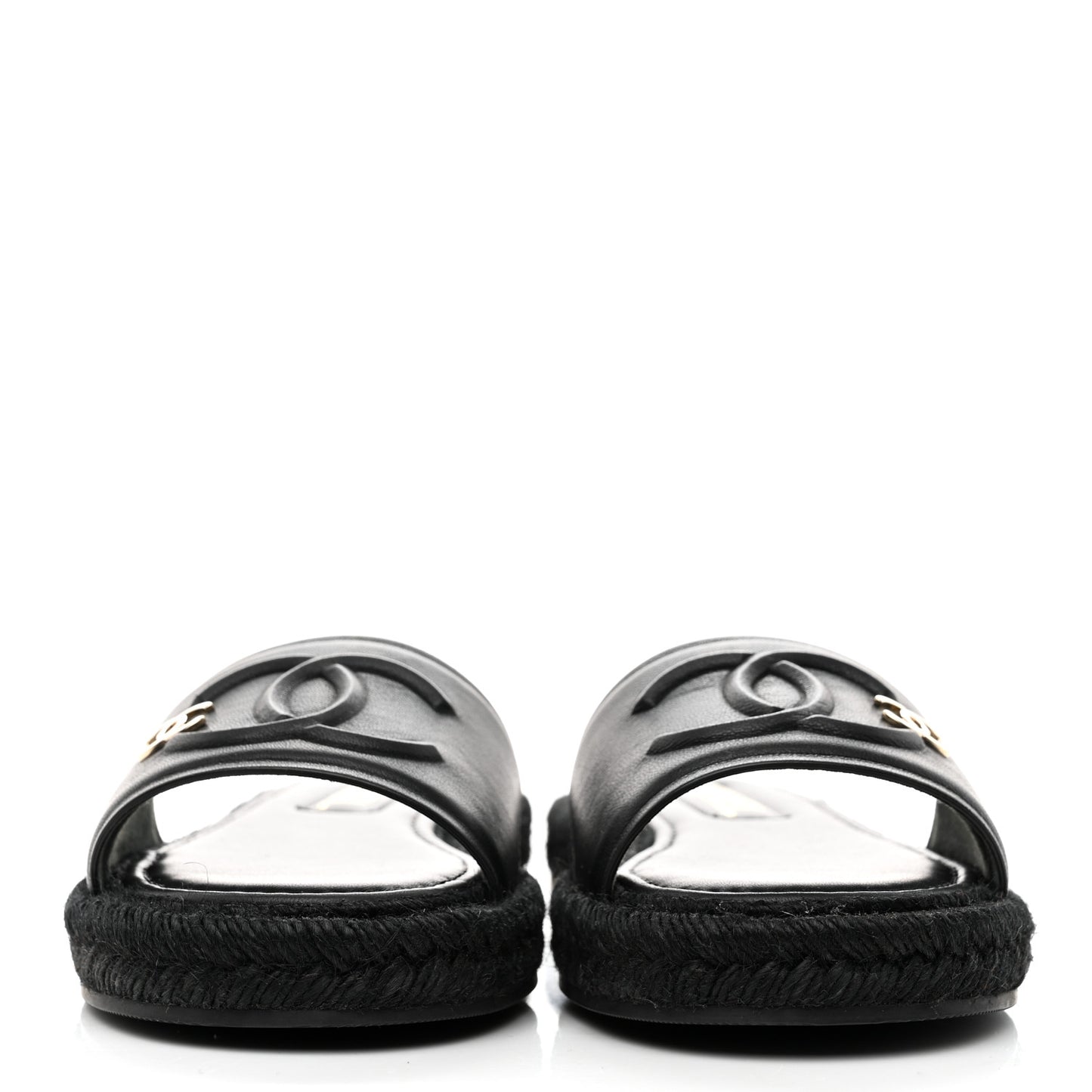 Lambskin Espadrille Mule Sandals 35 Black