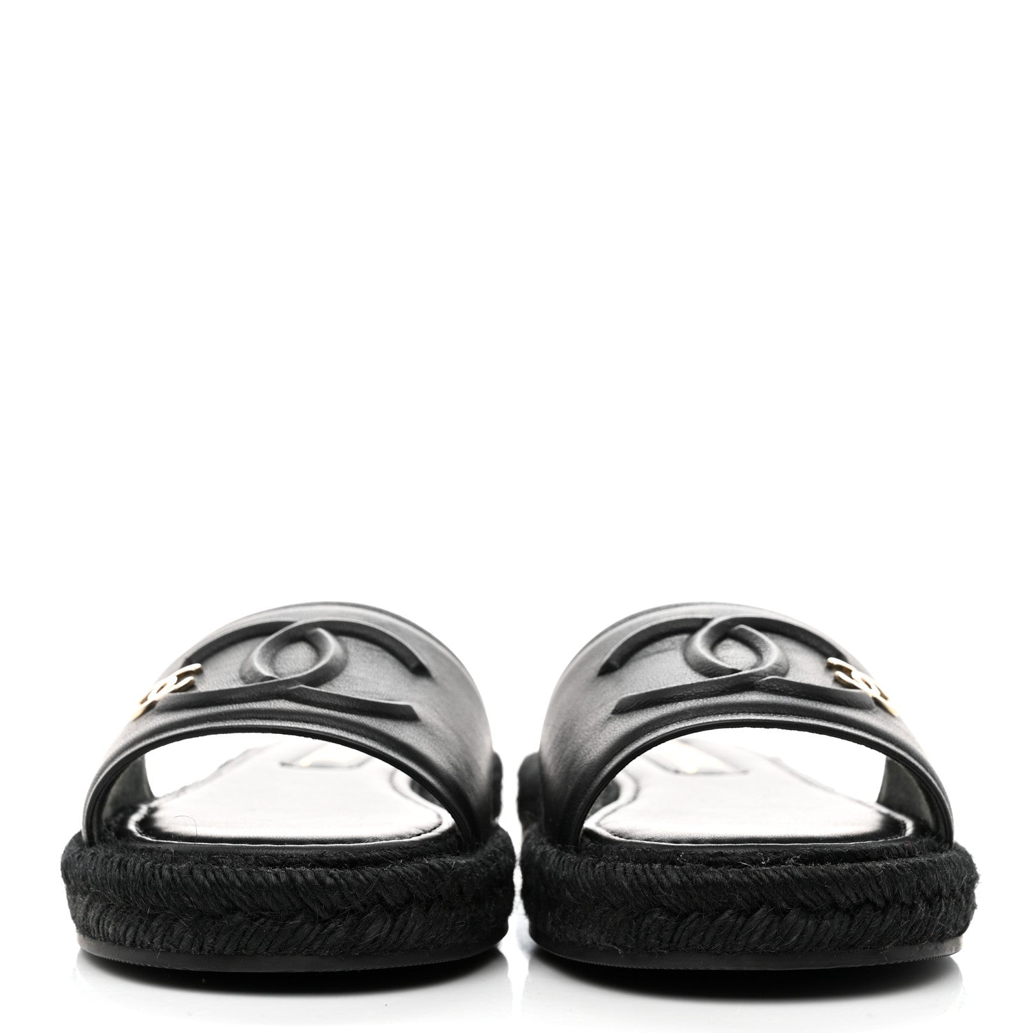 Chanel Lambskin Espadrille Mule Sandals 35 Black 2 of 9