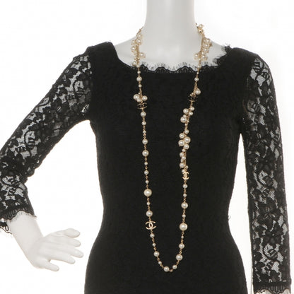 Chanel Classic CC Long Pearl Necklace Gold 3 of 7
