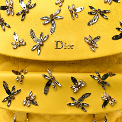 Christian Dior Lambskin Cannage Embroidered Stardust Backpack Yellow 8 of 17