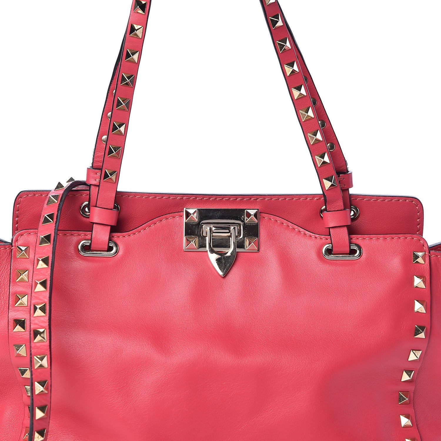 Valentino Garavani Vitello Small Rockstud Tote Deep Rose 7 of 9