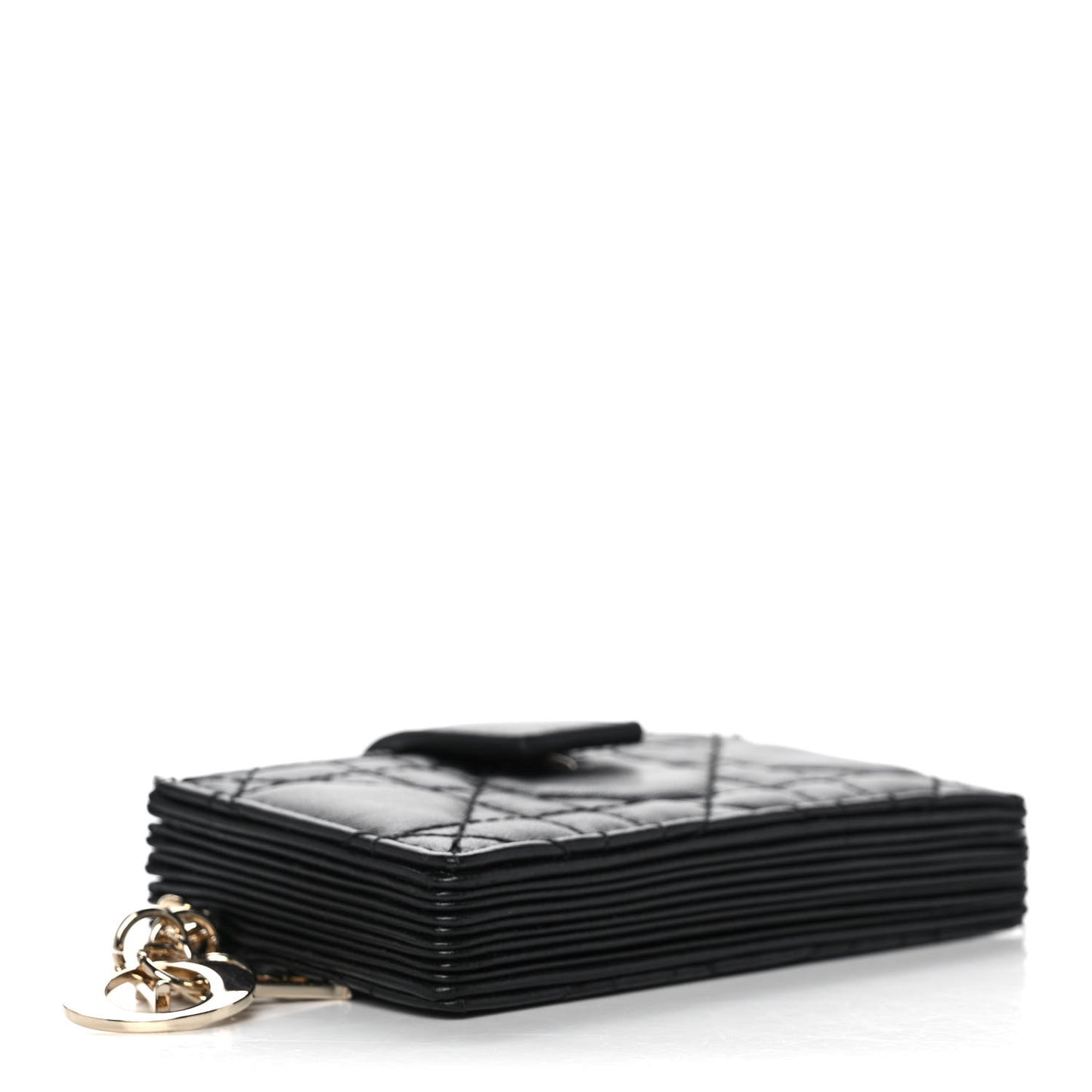 Lambskin Cannage Lady Dior 5-Gusset Card Holder Black