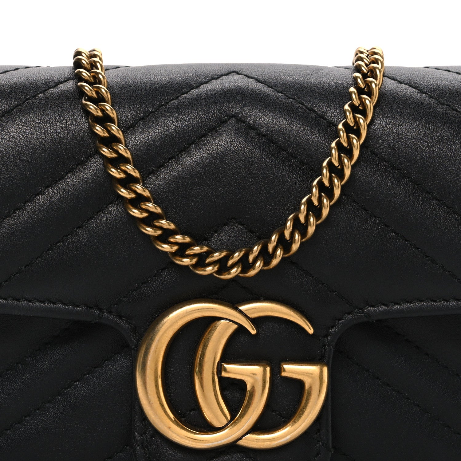 Gucci Calfskin Matelasse Super Mini GG Marmont Shoulder Bag Black 7 of 9