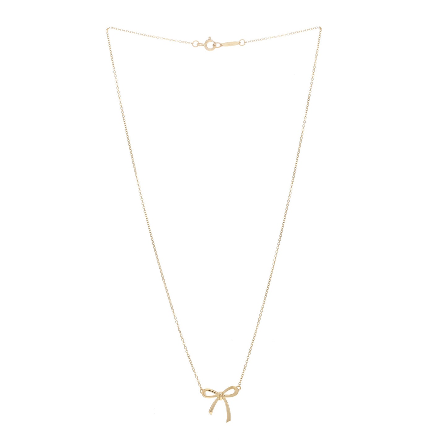18K Yellow Gold Mini Bow Pendant Necklace
