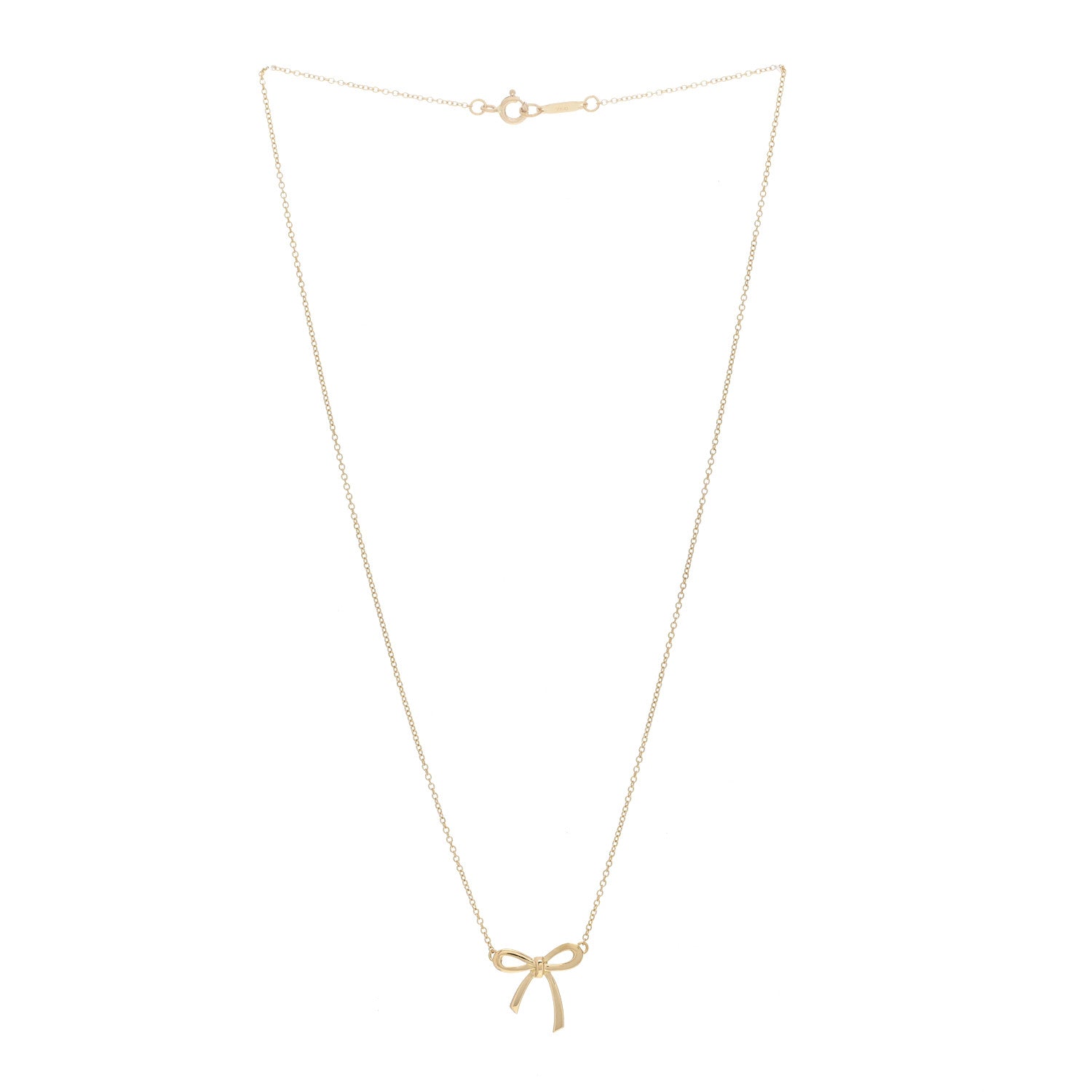 Tiffany 18K Yellow Gold Mini Bow Pendant Necklace 3 of 5