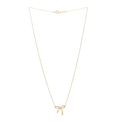 Tiffany 18K Yellow Gold Mini Bow Pendant Necklace 3 of 5