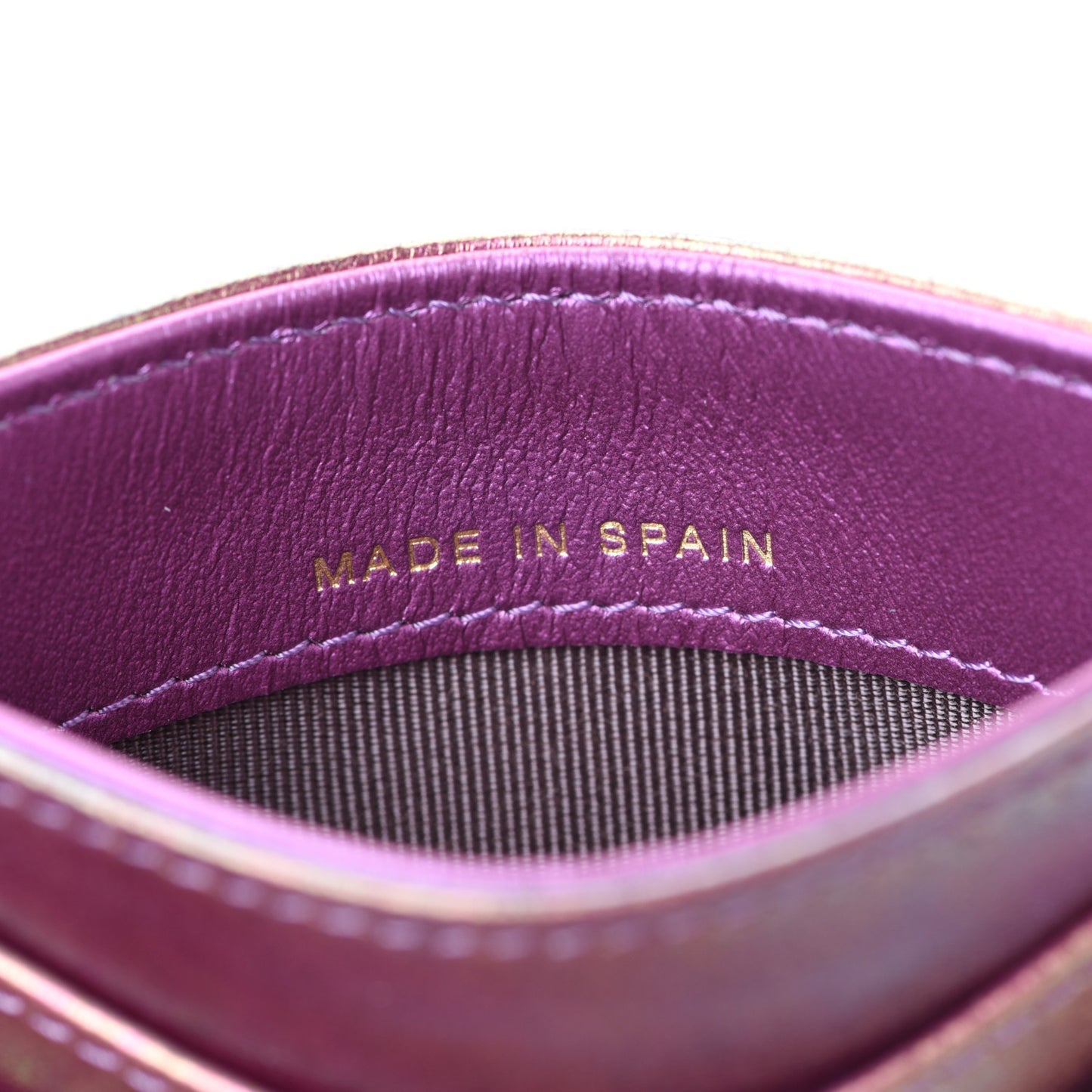 Iridescent Lambskin Quilted Card Holder Purple
