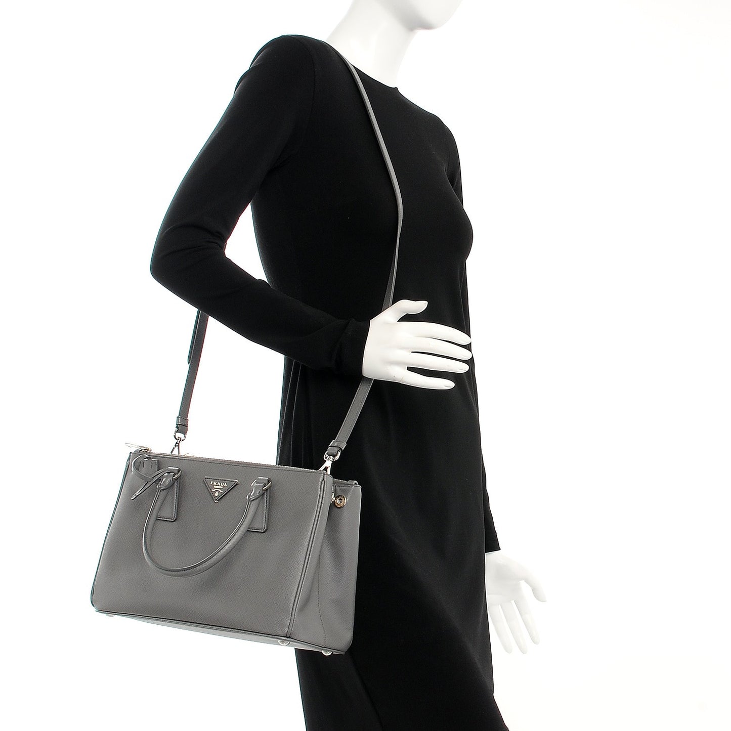 Saffiano Small Galleria Double Zip Tote Marmo