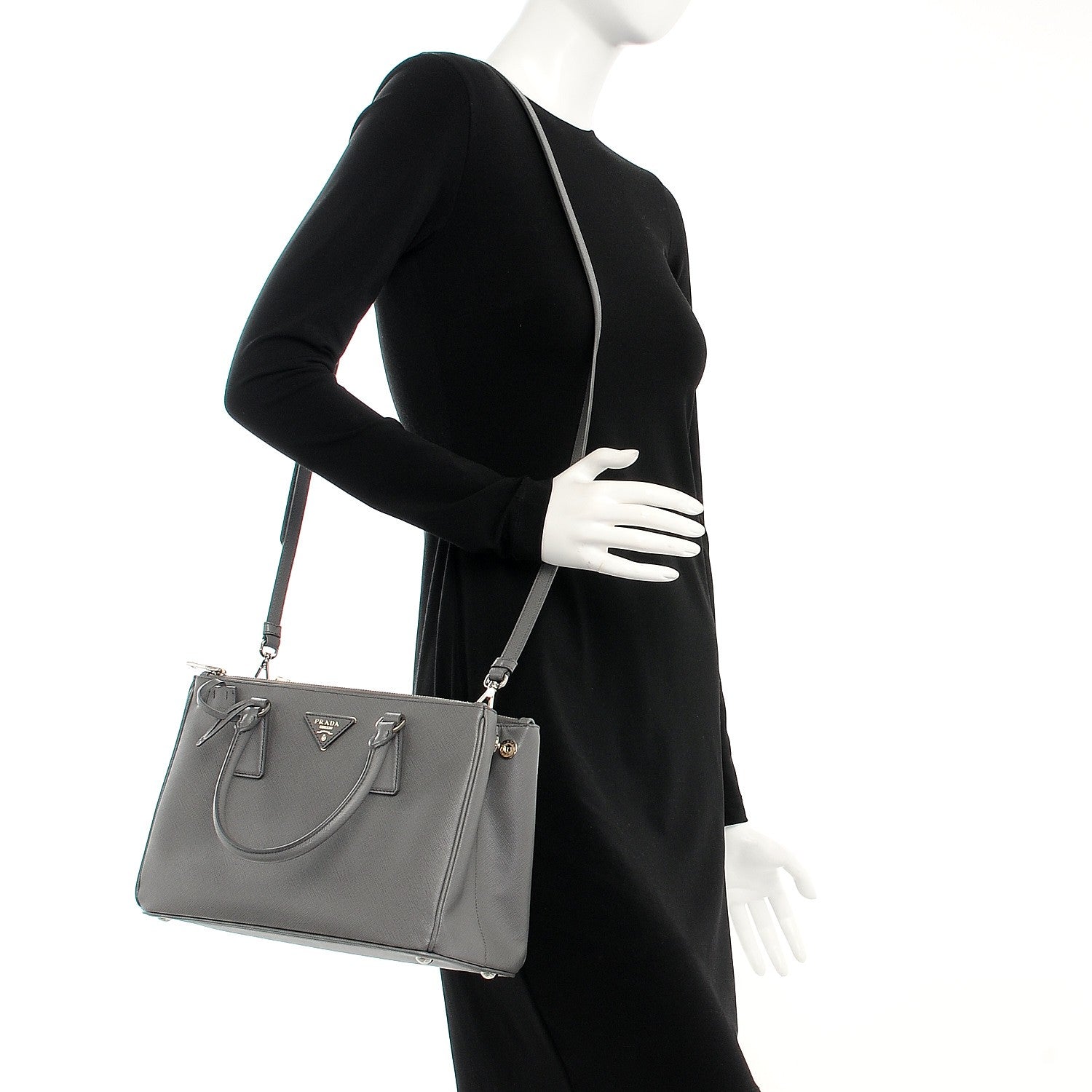 Prada Saffiano Small Galleria Double Zip Tote Marmo 2 of 9