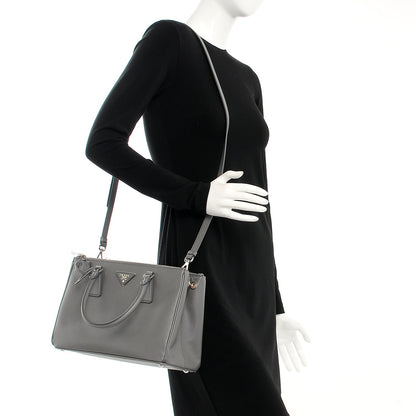 Prada Saffiano Small Galleria Double Zip Tote Marmo 2 of 9