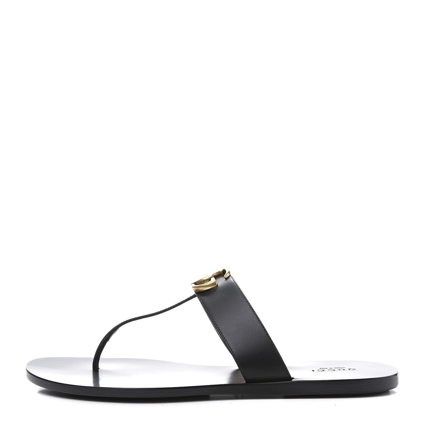 Calfskin GG Marmont Thong Sandals 39 Black