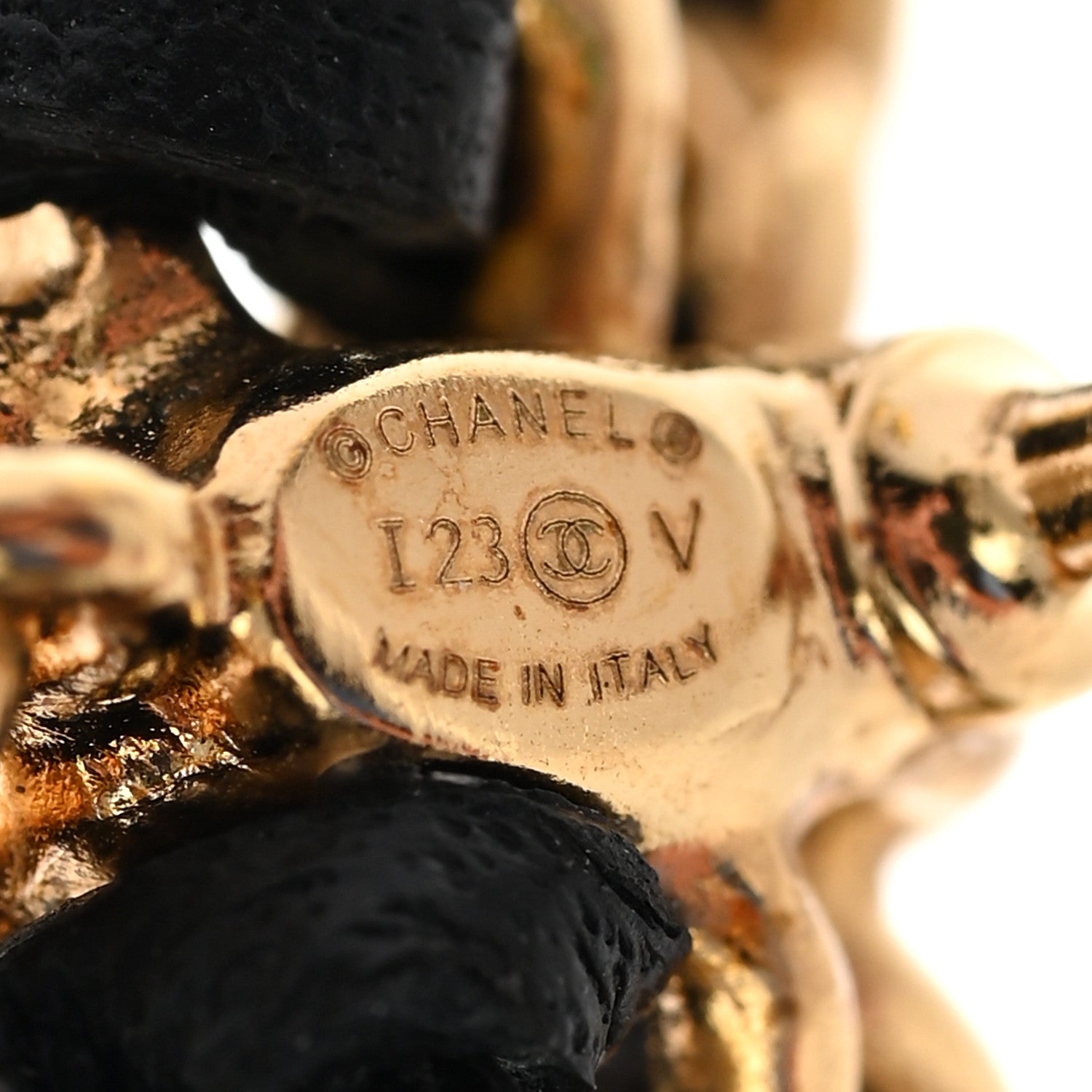 Chanel Lambskin Chain Bow Stud Earrings Black Gold 5 of 6