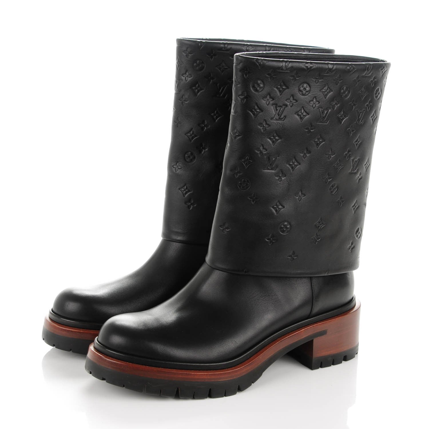 Louis Vuitton Calfskin Monogram Road Trip Flat Boots 38.5 Black 3 of 7