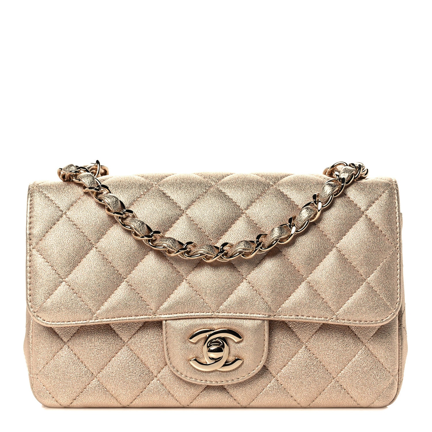 Chanel Metallic Lambskin Quilted Mini Rectangular Flap Gold 1 of 11