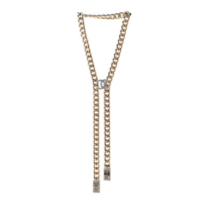 Chanel Chain Link Crystal CC Dog Tag Charm Necklace Gold 3 of 7