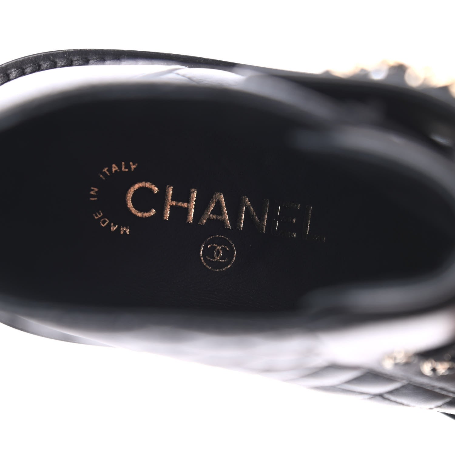 Chanel Shiny Lambskin Quilted Lace Up Combat Boots 38 Black 6 of 9