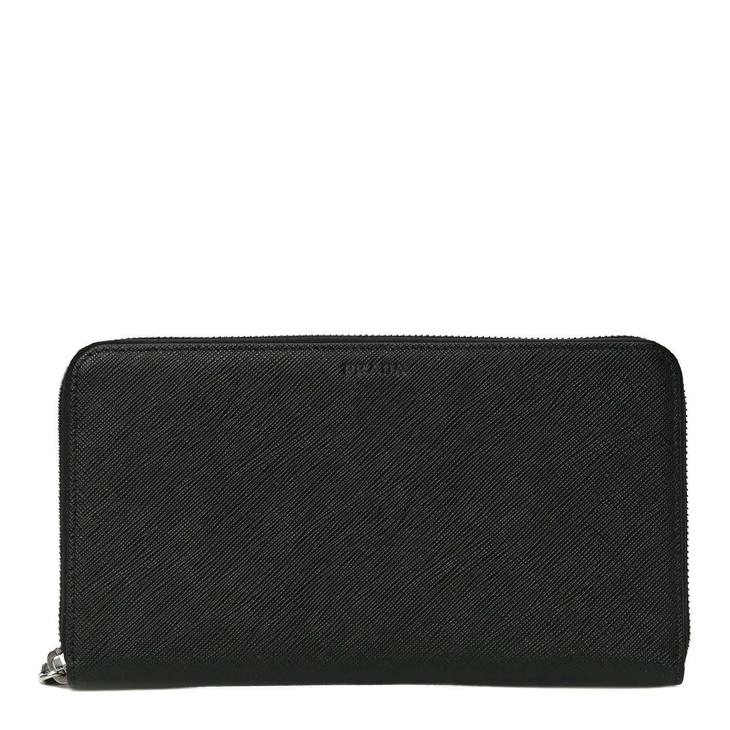 Prada Saffiano Large Zip Around Travel Wallet Black 1 of 20