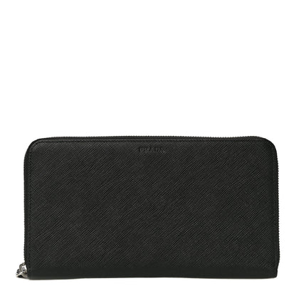 Prada Saffiano Large Zip Around Travel Wallet Black 1 of 20
