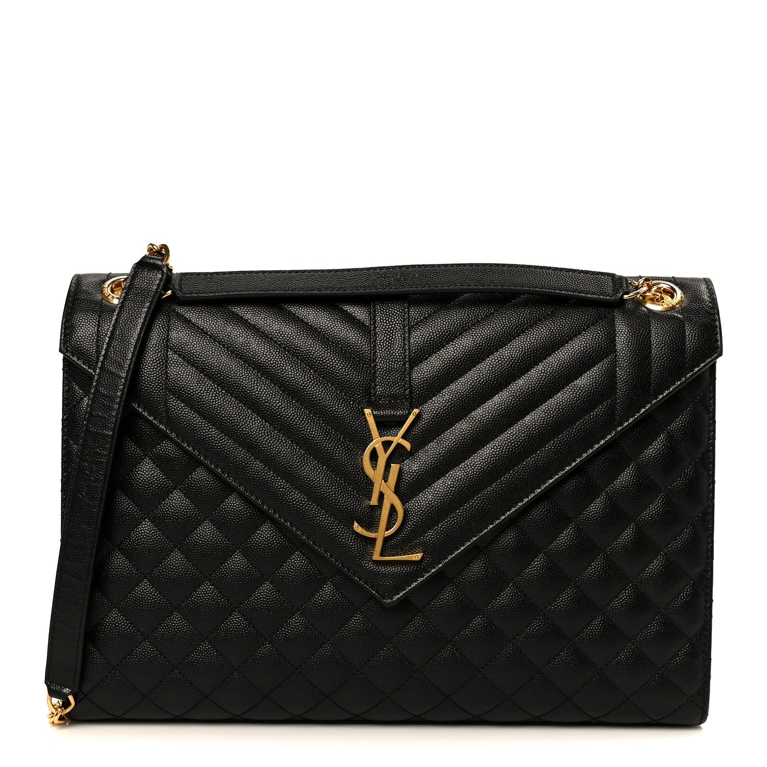 Saint Laurent Grain De Poudre Textured Mixed Matelasse Large Triquilt Monogram Satchel Black 1 of 11