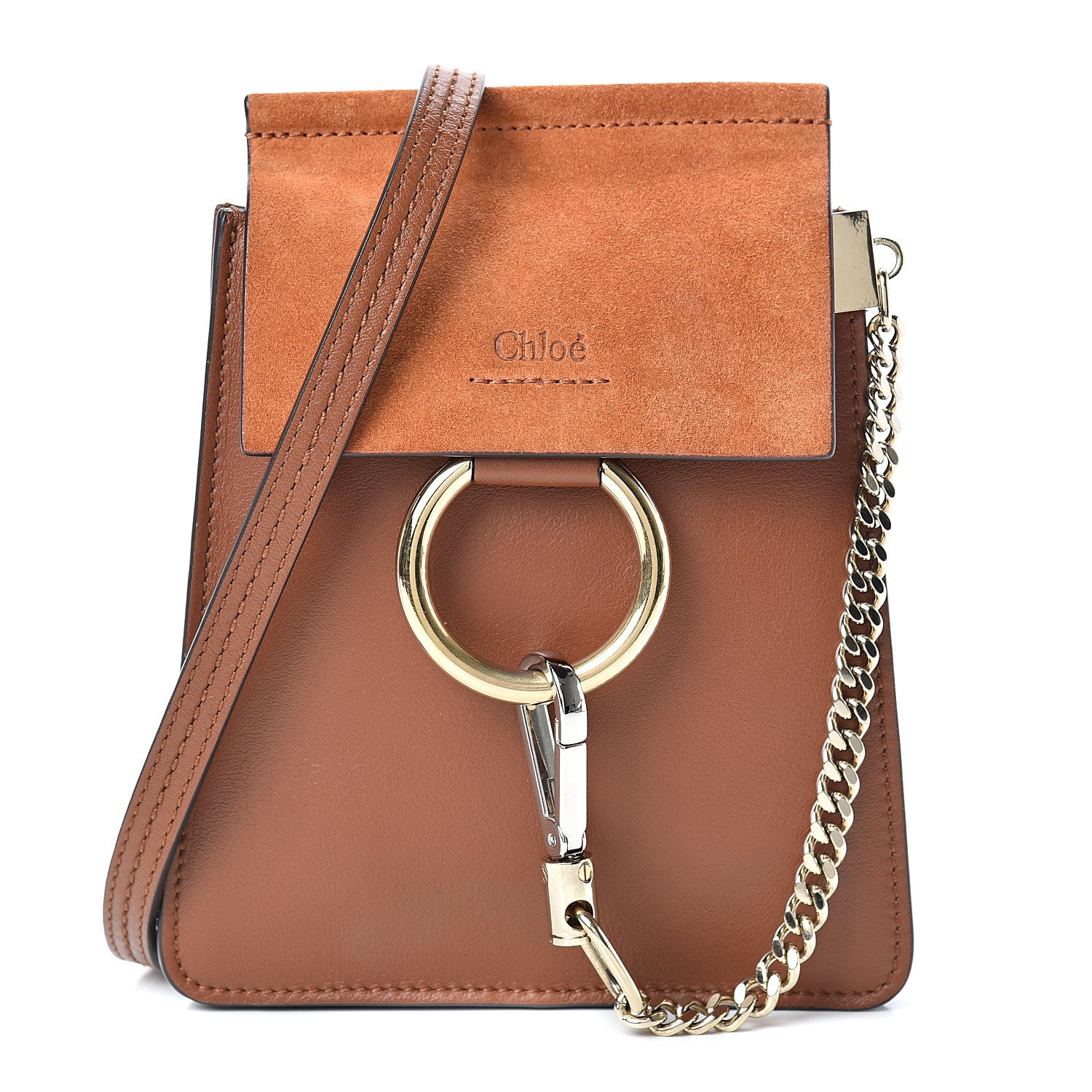 Chloe Suede Calfskin Mini Faye Bracelet Bag Tobacco 1 of 15