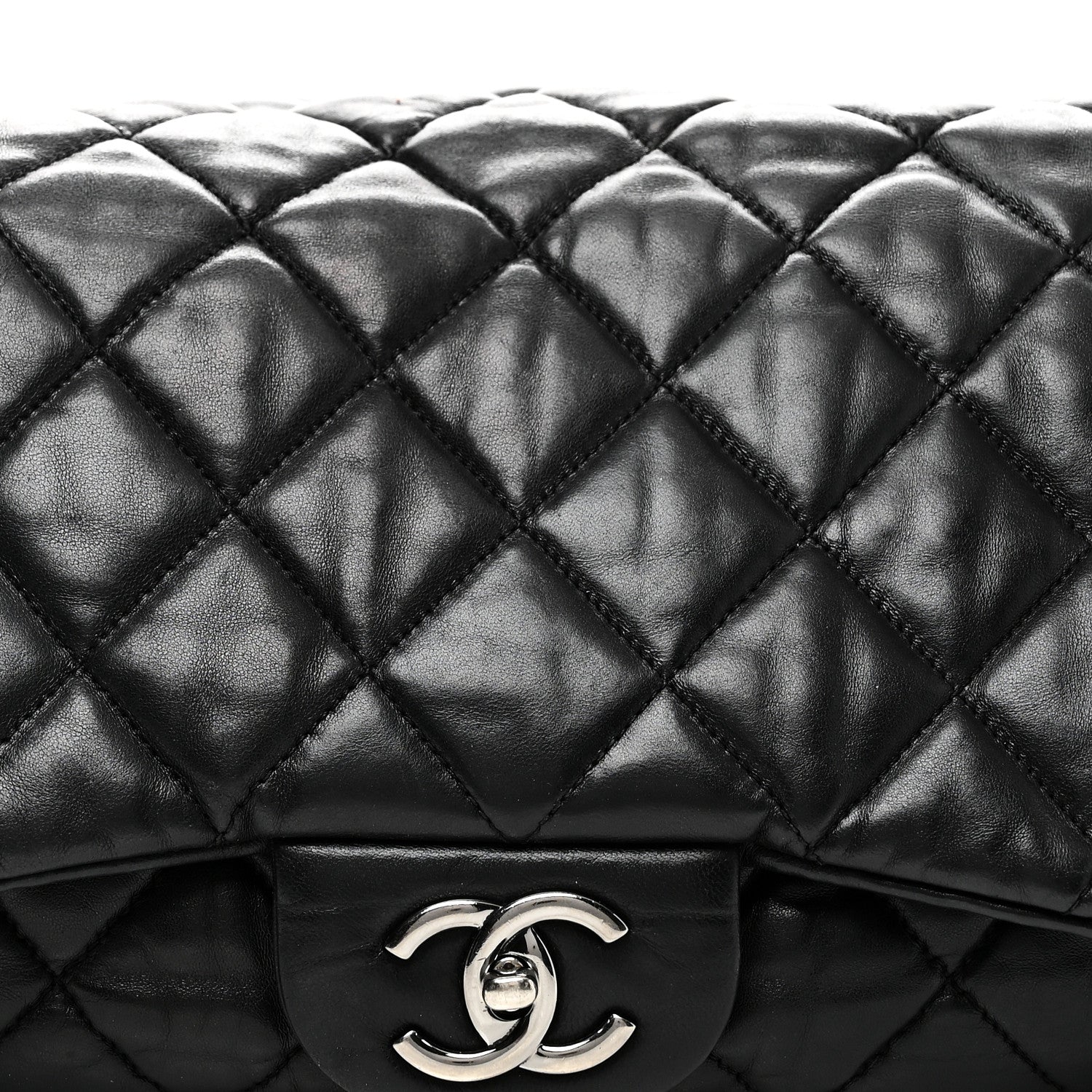 Chanel Lambskin Quilted Chanel 3 Accordion Flap Bag Black 8 of 10