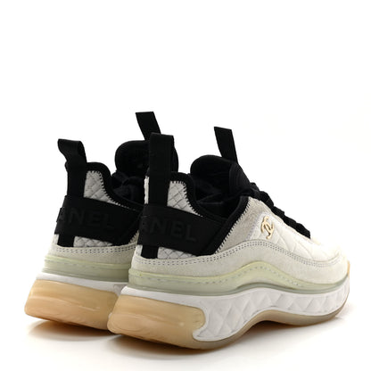 Chanel Velvet Calfskin Mixed Fibers CC Sneakers 36 Ivory Black 4 of 11