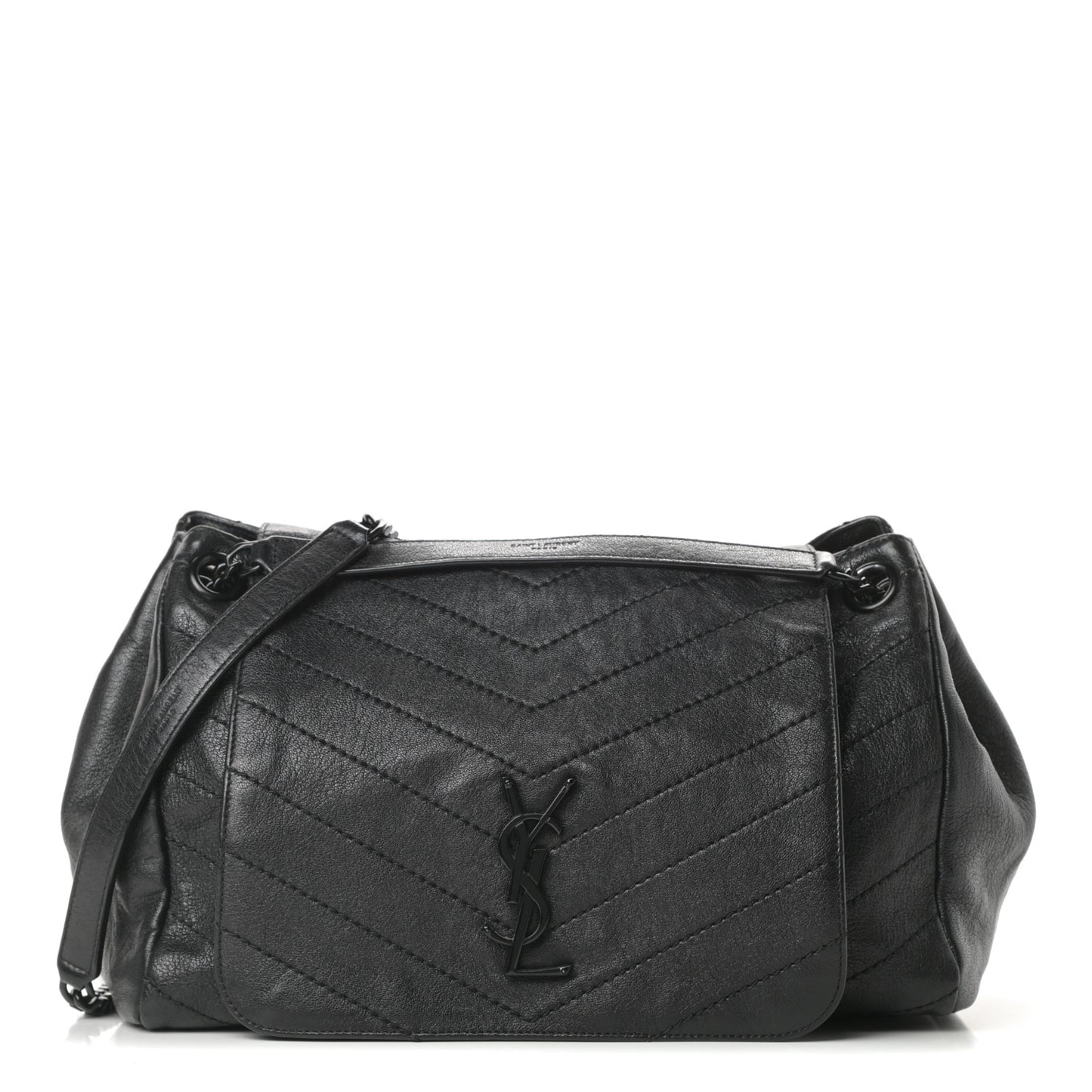 Lambskin Chevron Monogram Medium Nolita Black