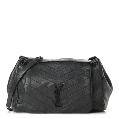 Saint Laurent Lambskin Chevron Monogram Medium Nolita Black 1 of 11