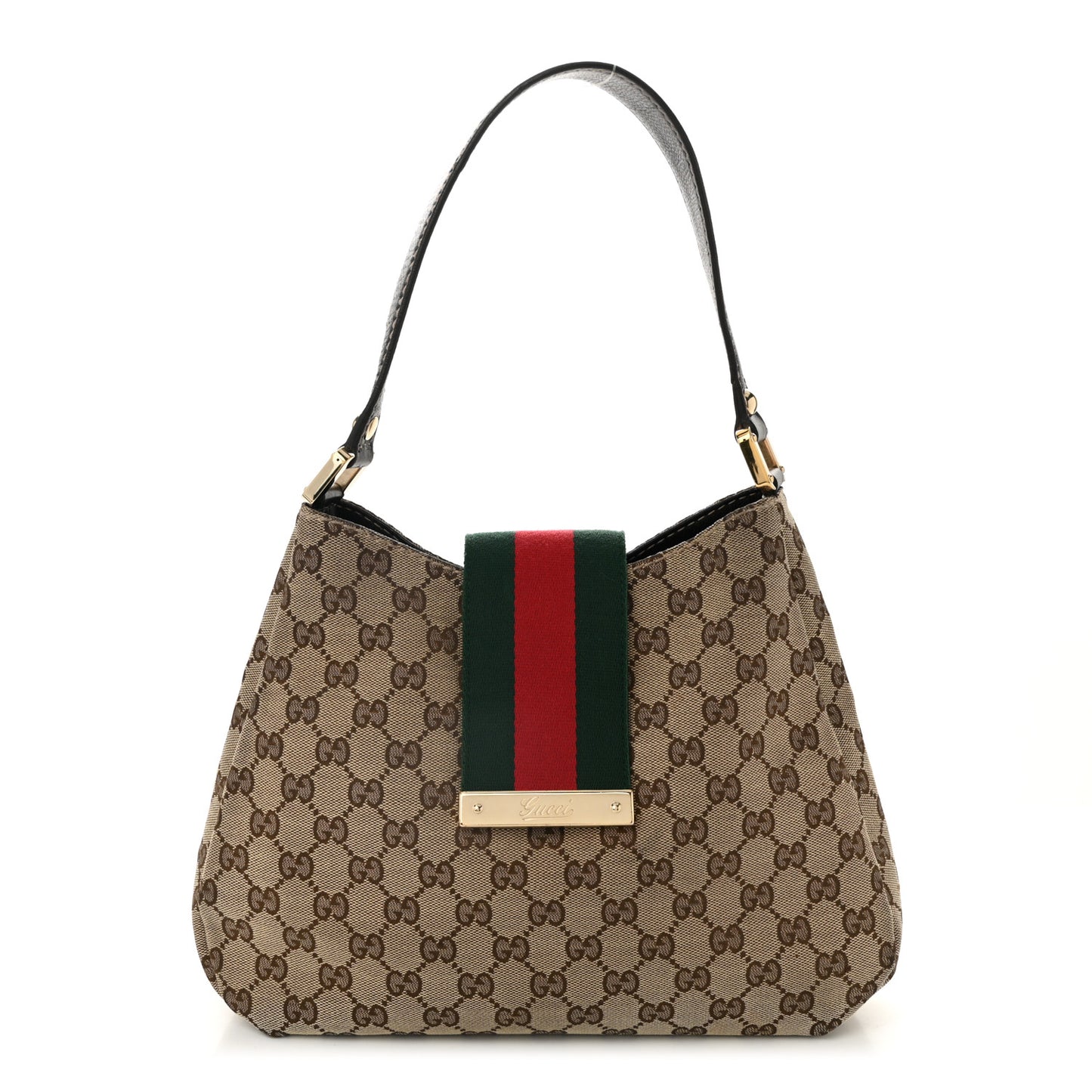 Monogram Medium New Ladies Web Hobo Dark Brown