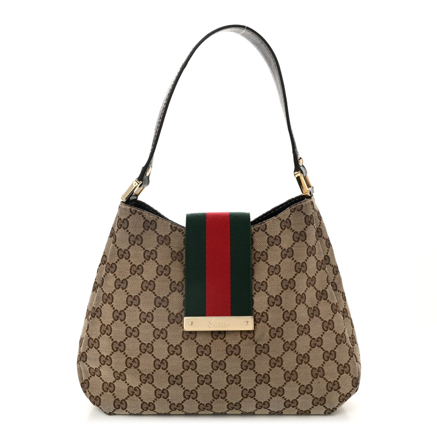 Gucci Monogram Medium New Ladies Web Hobo Dark Brown 1 of 11