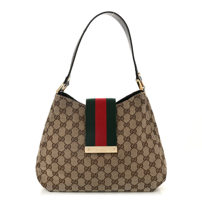 Gucci Monogram Medium New Ladies Web Hobo Dark Brown 1 of 11