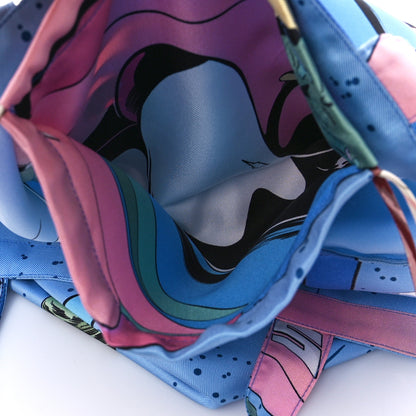 Hermes Silk Petit H Space Derby Shopping Bag Bleu Ciel Rose Vert Amande 6 of 10