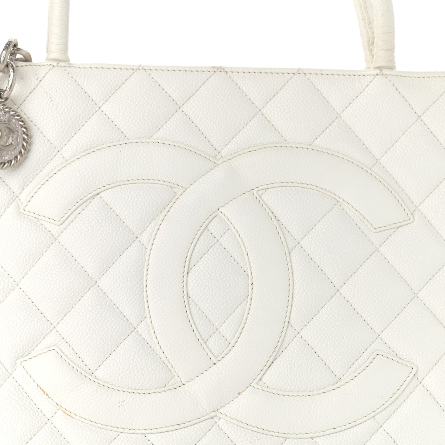Caviar Quilted Medallion Tote White
