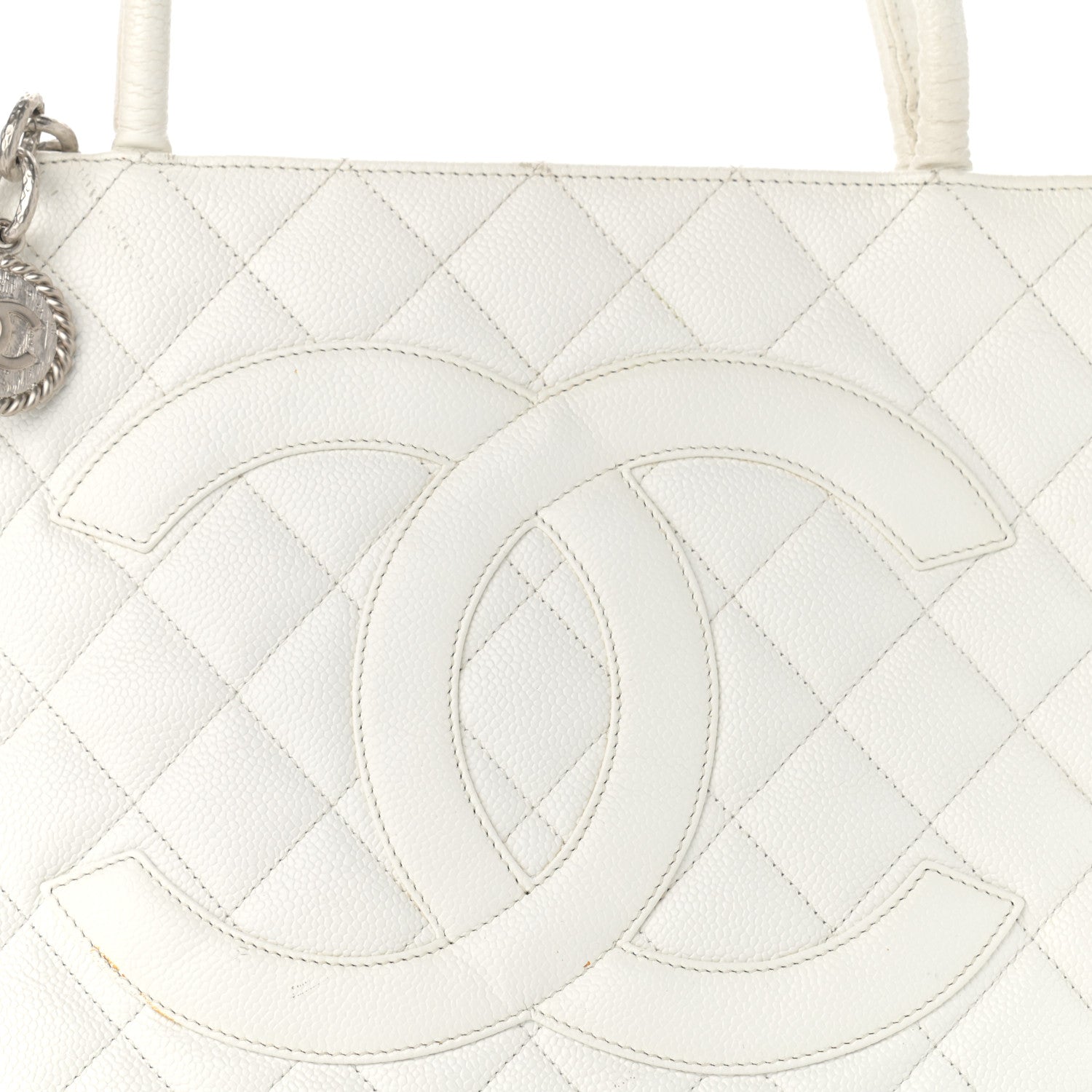 Chanel Caviar Quilted Medallion Tote White 8 of 13