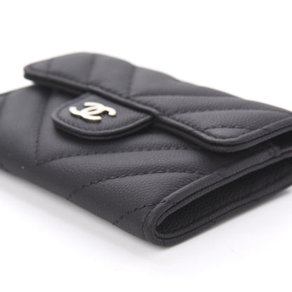 Chanel Matte Caviar Chevron Quilted Flap Card Holder Black 7 of 12