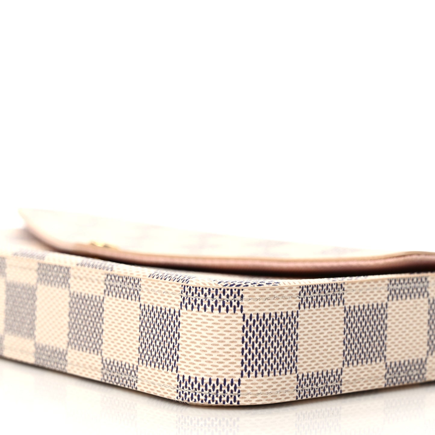 Damier Azur Pochette Felicie Chain Wallet Rose Ballerine
