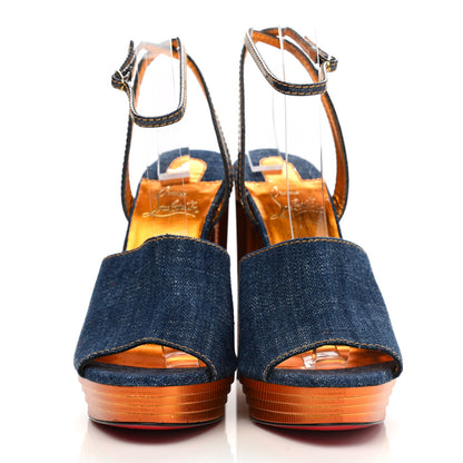 Christian Louboutin Denim Calfskin Mira Cokunata 120 Sandals 39 2 of 9