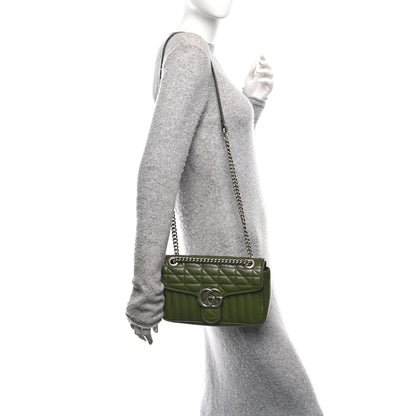 Gucci Calfskin Matelasse Aria Small GG Marmont Shoulder Bag Military Wood 2 of 11