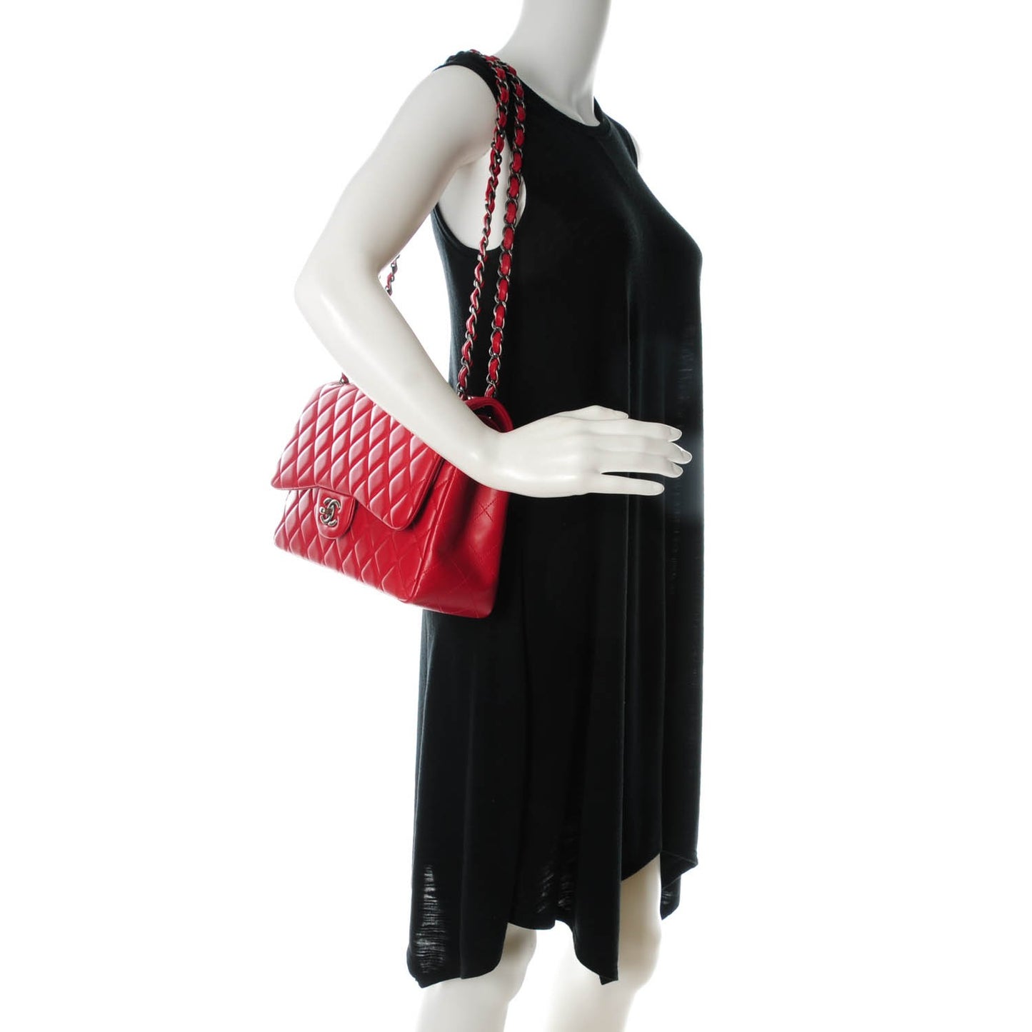 Lambskin Quilted Jumbo Double Flap Red