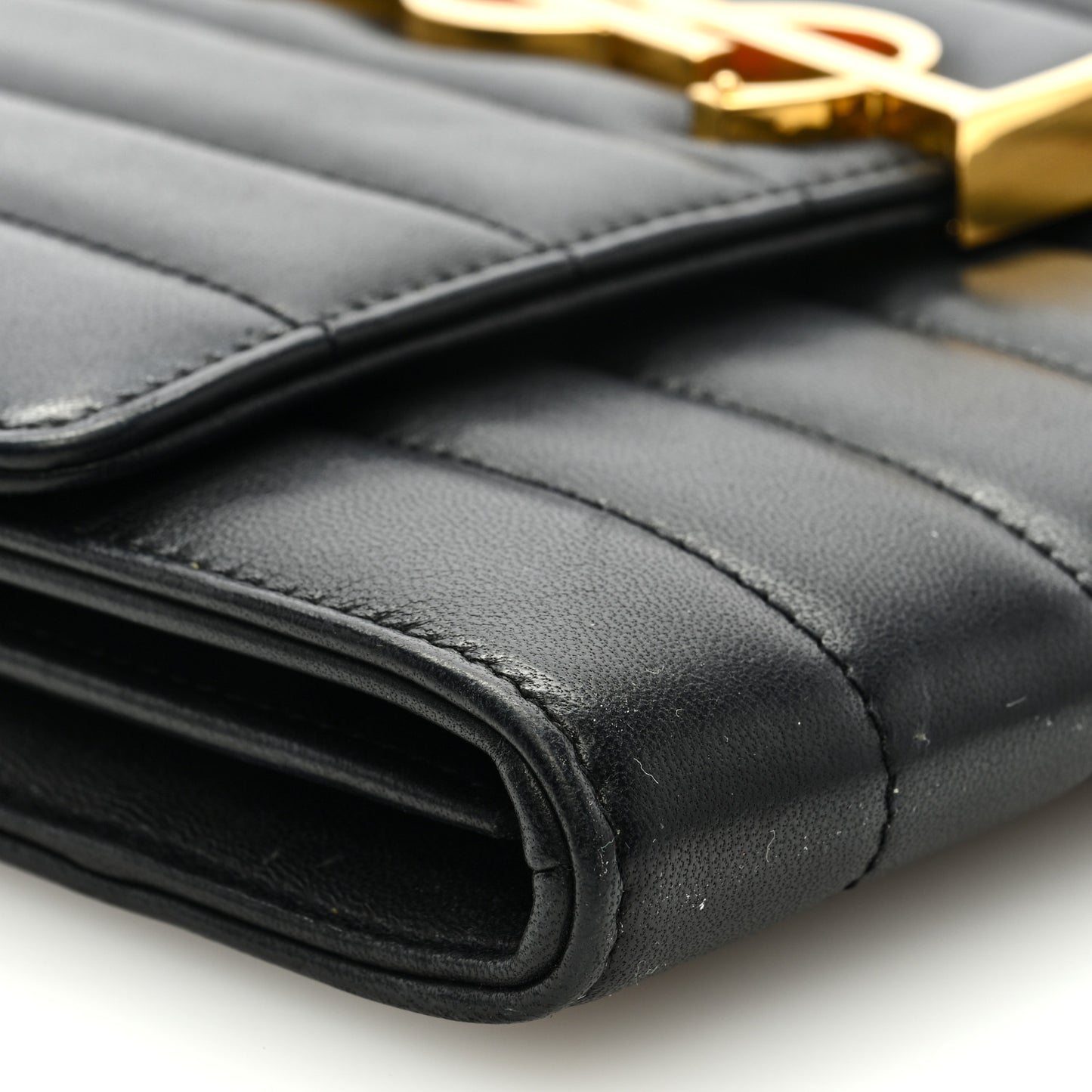 Lambskin Matelasse Monogram Vicky Chain Wallet Black