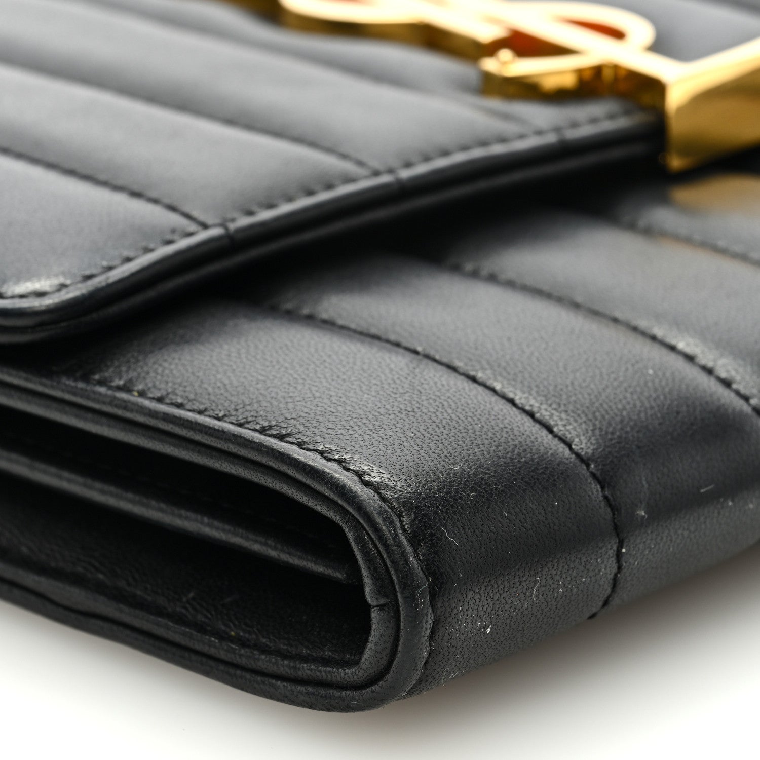 Saint Laurent Lambskin Matelasse Monogram Vicky Chain Wallet Black 7 of 8