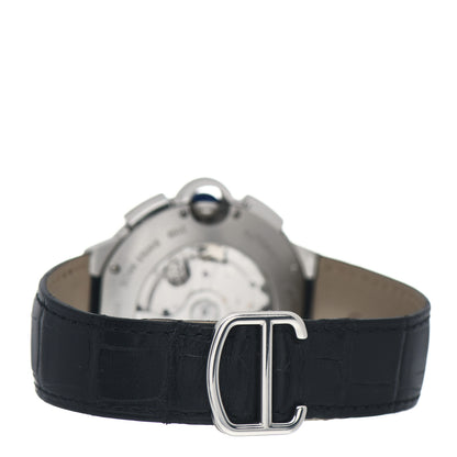 Cartier Stainless Steel Alligator 44mm Ballon Bleu De Cartier Chronograph Automatic Watch 3 of 5