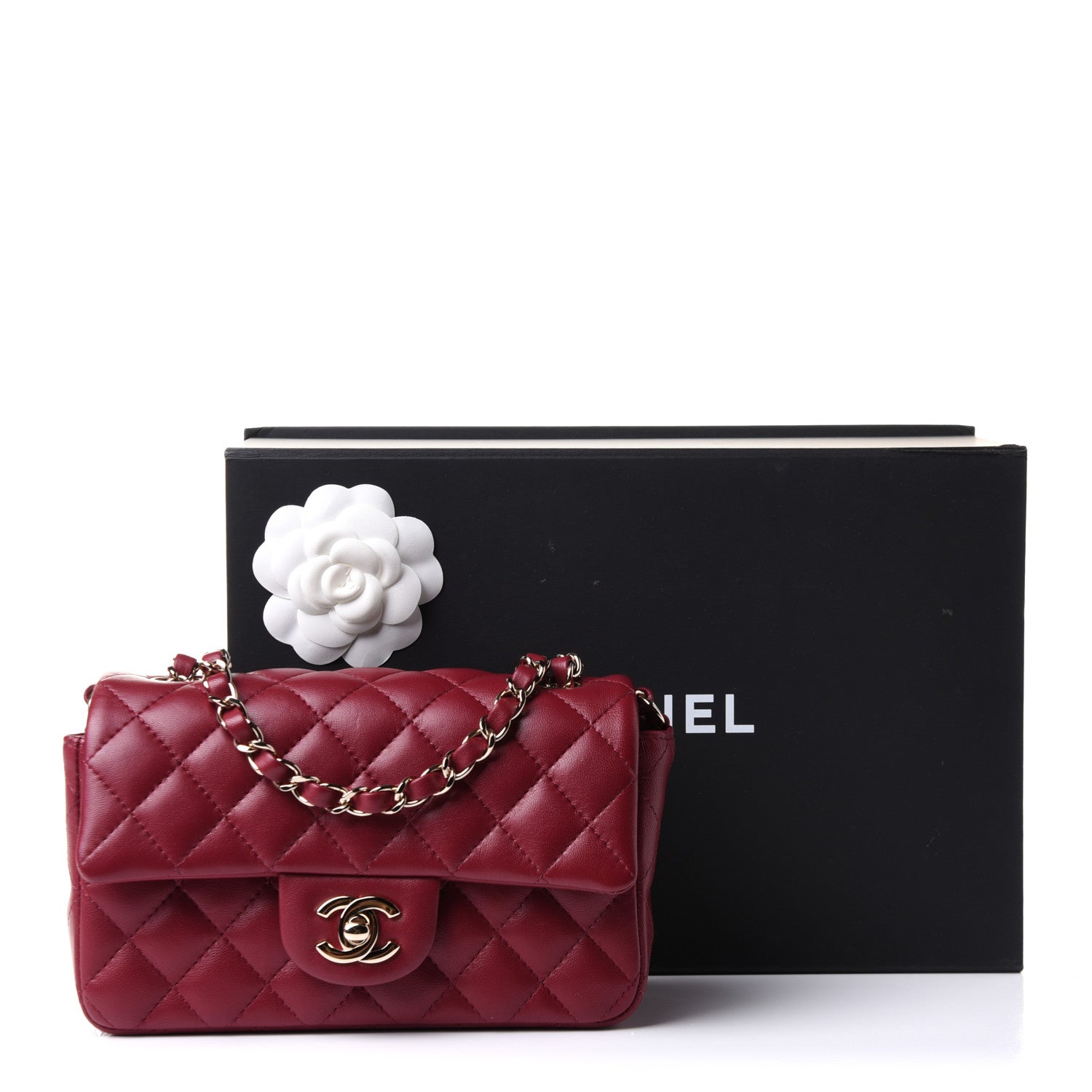 Chanel Lambskin Quilted Mini Rectangular Flap Burgundy 12 of 12