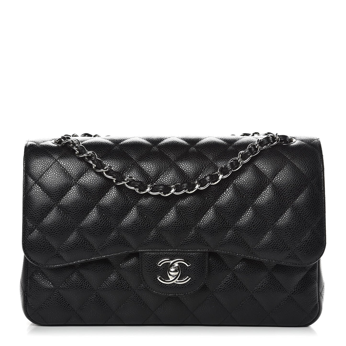 Caviar Quilted Jumbo Double Flap Black