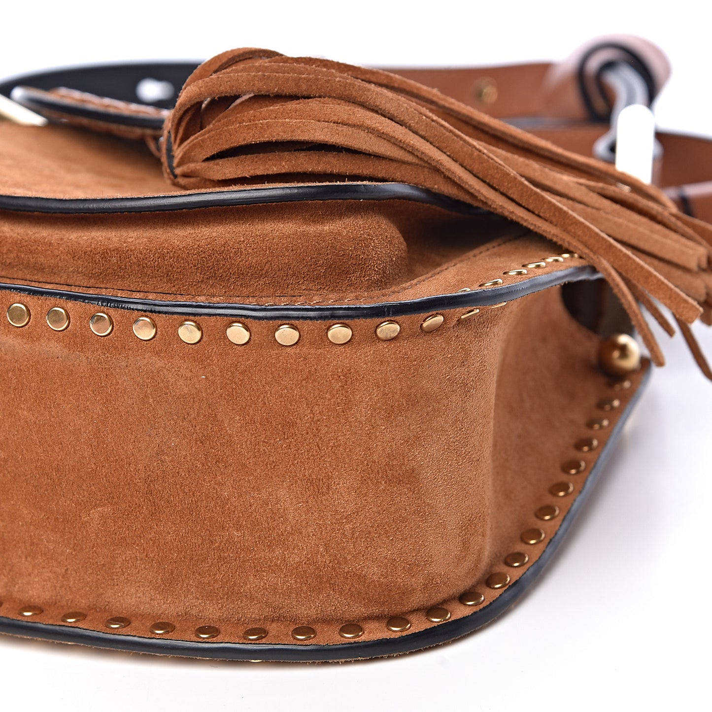 Suede Calfskin Braided Mini Hudson Shoulder Bag Caramel