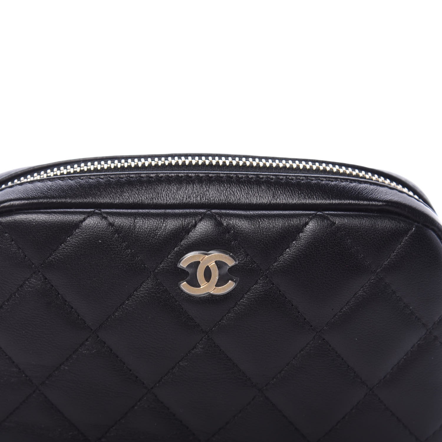 Chanel Lambskin Quilted Small Curvy Pouch Cosmetic Case Black 10 of 10