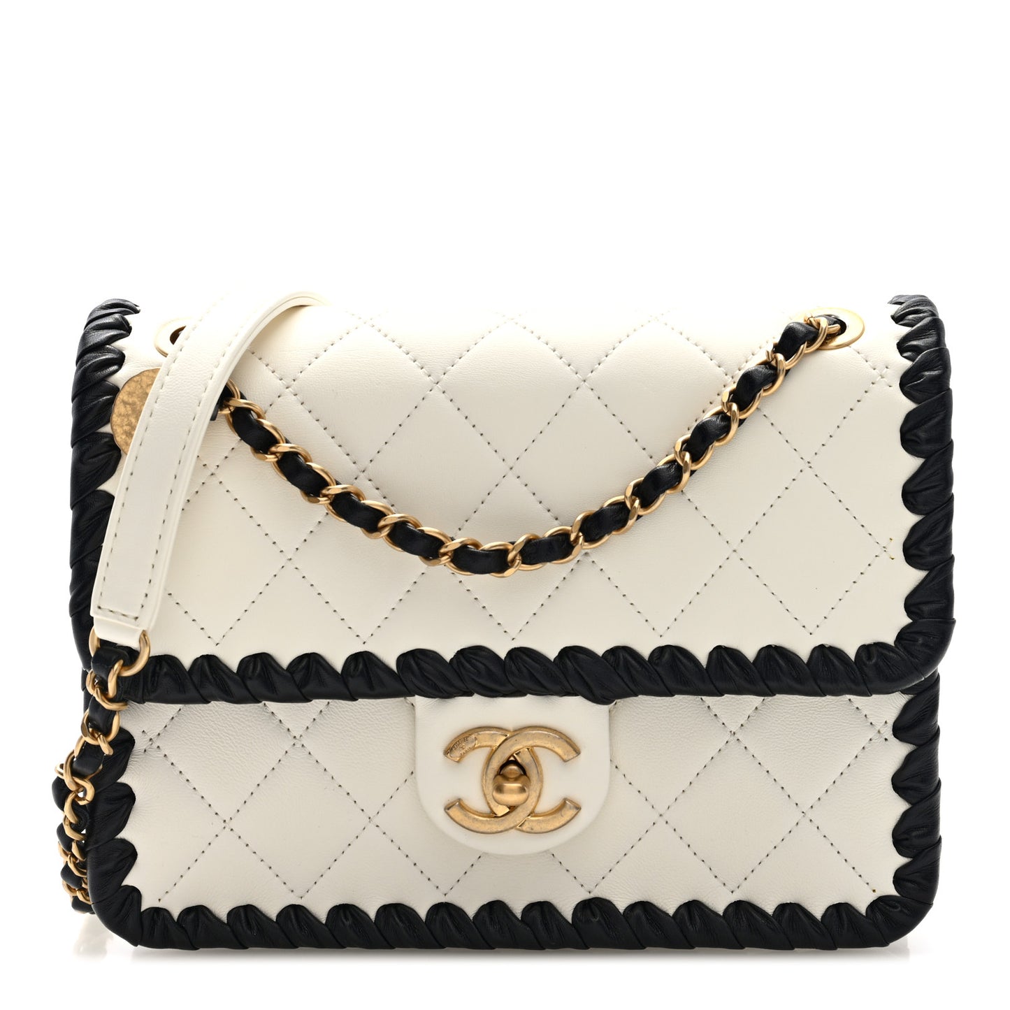 Braided Calfskin Small My Own Frame Flap White